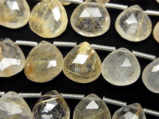 [Video]Rutilated Quartz AA+ Chestnut Faceted Briolette half or 1strand (16pcs)