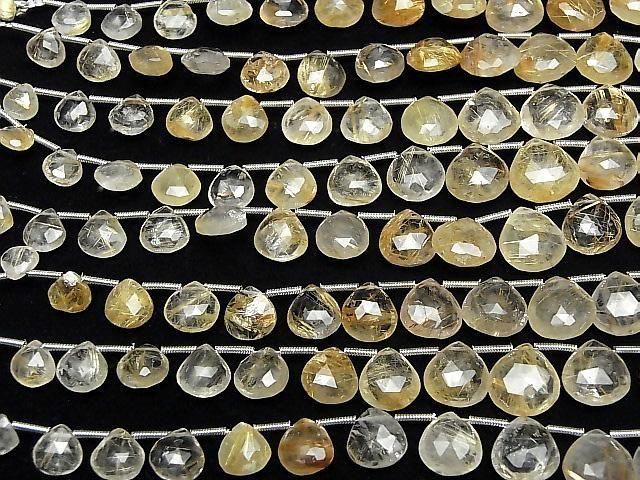 [Video]Rutilated Quartz AA+ Chestnut Faceted Briolette half or 1strand (16pcs)