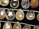 [Video]Rutilated Quartz AA+ Pear shape Faceted Briolette half or 1strand (16pcs)