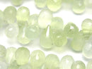 [Video]High Quality Prehnite AAA- Drop Faceted Briolette half or 1strand beads (aprx.7inch/18cm)
