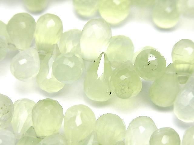 [Video]High Quality Prehnite AAA- Drop Faceted Briolette half or 1strand beads (aprx.7inch/18cm)