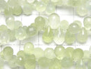 [Video]High Quality Prehnite AAA- Drop Faceted Briolette half or 1strand beads (aprx.7inch/18cm)