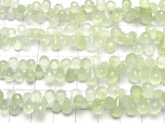 [Video]High Quality Prehnite AAA- Drop Faceted Briolette half or 1strand beads (aprx.7inch/18cm)