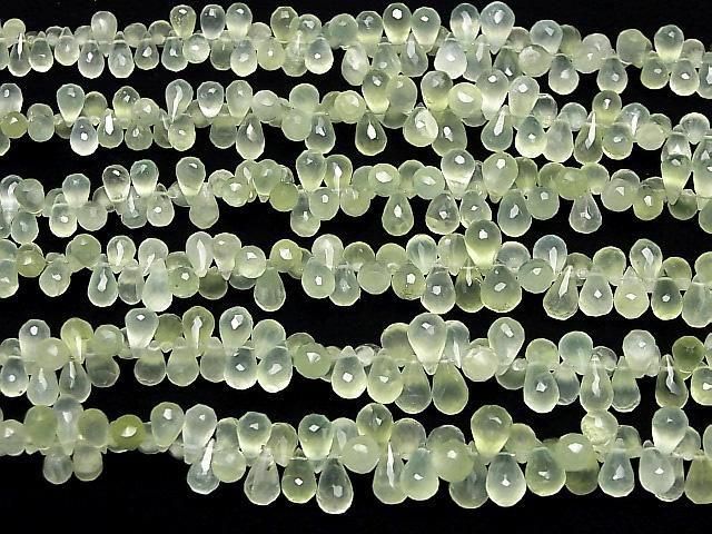 [Video]High Quality Prehnite AAA- Drop Faceted Briolette half or 1strand beads (aprx.7inch/18cm)