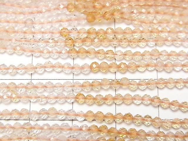 [Video] High Quality! Light Color Citrine AAA- Faceted Round 2mm 1strand beads (aprx. 15 inches/37 cm)
