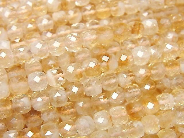 [Video]High Quality! Bi-color Citrine AA+ Cube Shape 4.5x4.5x4.5mm 1strand beads (aprx.15inch/37cm)