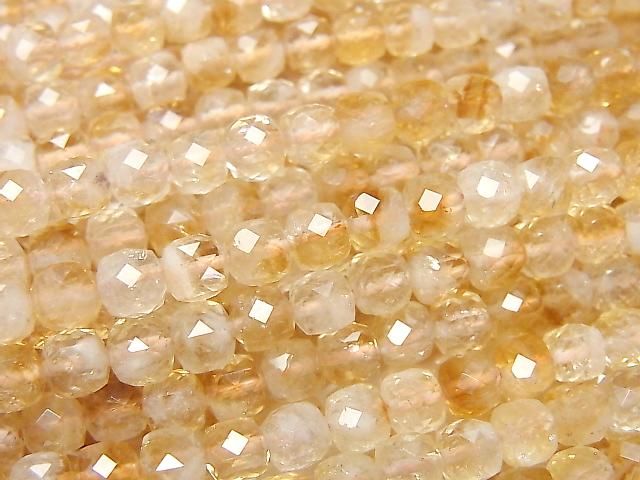 [Video]High Quality! Bi-color Citrine AA+ Cube Shape 4.5x4.5x4.5mm 1strand beads (aprx.15inch/37cm)