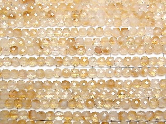 [Video]High Quality! Bi-color Citrine AA+ Cube Shape 4.5x4.5x4.5mm 1strand beads (aprx.15inch/37cm)