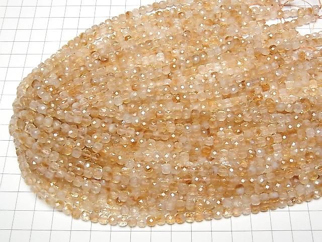 [Video]High Quality! Bi-color Citrine AA+ Cube Shape 4.5x4.5x4.5mm 1strand beads (aprx.15inch/37cm)