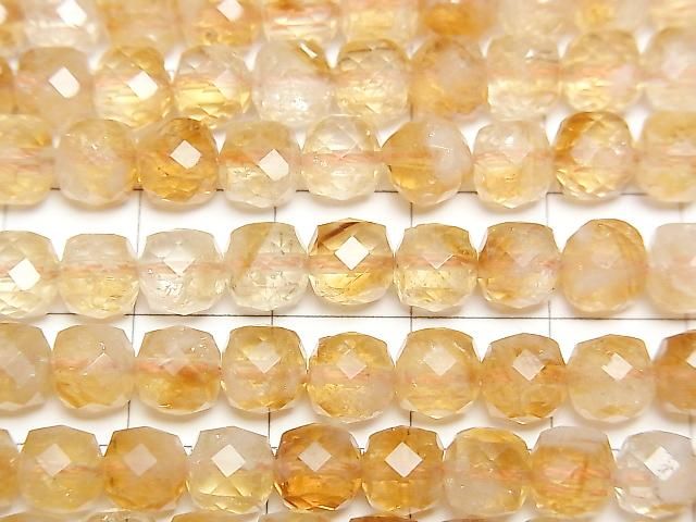 [Video]High Quality! Bi-color Citrine AA++ Cube Shape 6x6x6mm half or 1strand beads (aprx.15inch/36cm)
