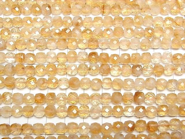 [Video]High Quality! Bi-color Citrine AA++ Cube Shape 6x6x6mm half or 1strand beads (aprx.15inch/36cm)