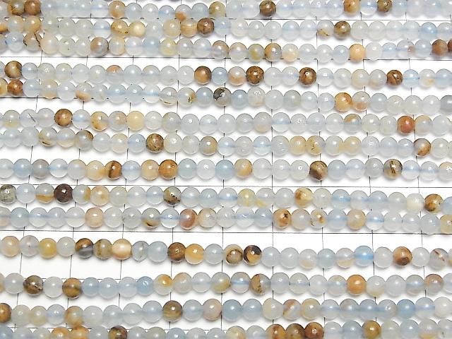 [Video] Base Rock included natural blue calcite round 4mm 1strand beads (aprx. 15 inches/37 cm)