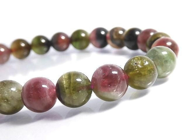 [Video][One of a kind] Multicolor Tourmaline AA++ Round 8mm Bracelet NO.10