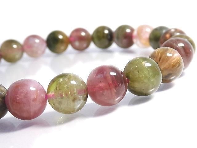 [Video][One of a kind] Multicolor Tourmaline AA++ Round 8mm Bracelet NO.11
