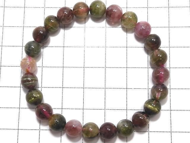 [Video][One of a kind] Multicolor Tourmaline AA++ Round 8mm Bracelet NO.11