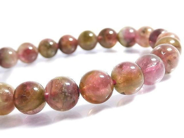 [Video][One of a kind] Multicolor Tourmaline AA++ Round 7.5mm Bracelet NO.12