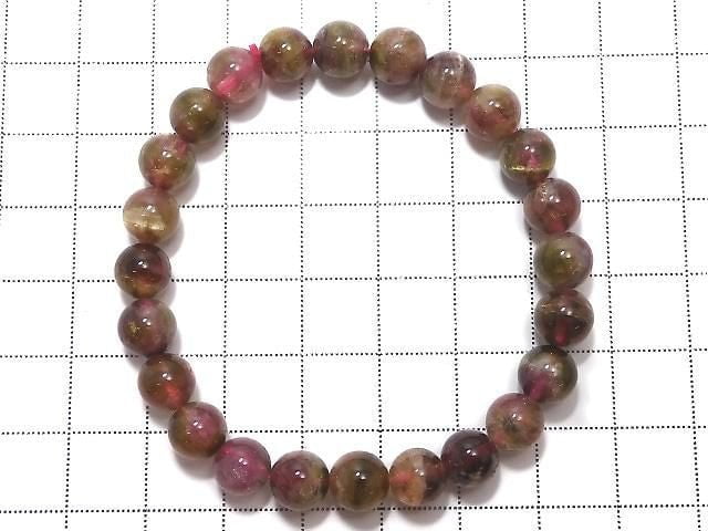 [Video][One of a kind] Multicolor Tourmaline AA++ Round 7.5mm Bracelet NO.12