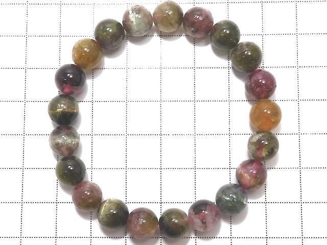 [Video][One of a kind] Multicolor Tourmaline AA++ Round 9mm Bracelet NO.13