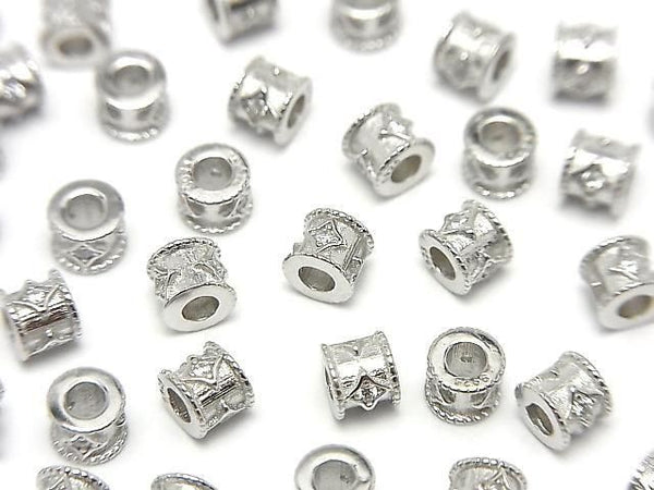 Silver925 Rondelle 4x4x3.5mm (with CZ) Rhodium Plated 2pcs