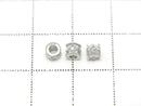 Silver925 Rondelle 4x4x3.5mm (with CZ) Rhodium Plated 2pcs