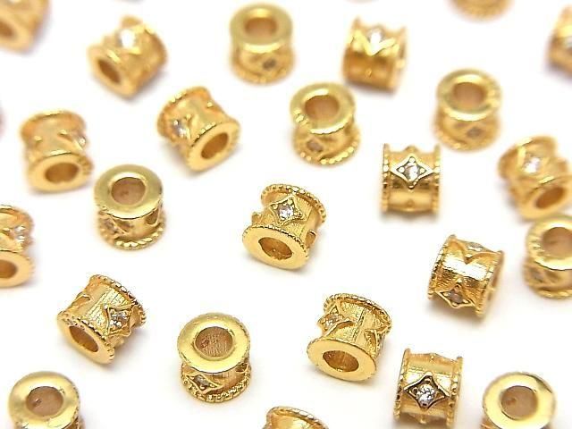 Silver925 Rondelle 4x4x3.5mm(with CZ) 18KGP 2pcs