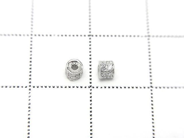 Silver925 Rondelle 3x3x2.5mm(with CZ) Rhodium Plated 3pcs