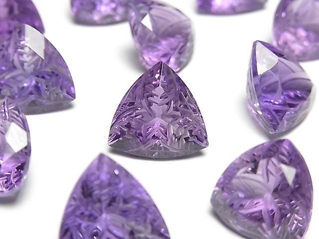 [Video] High Quality Amethyst AAA Loose Stone Triangle Faceted 14x14mm 1pc