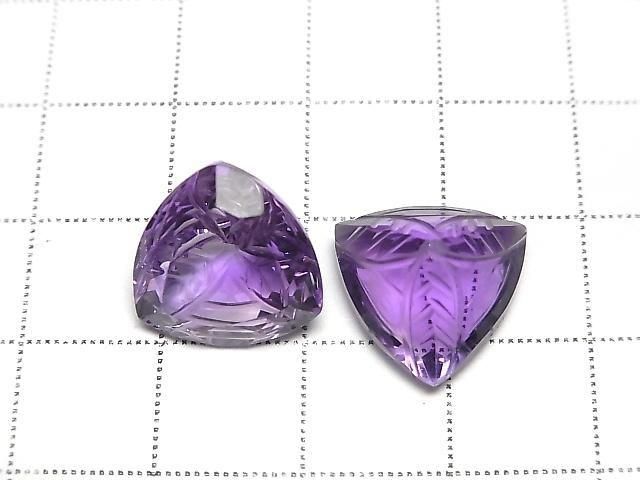 [Video] High Quality Amethyst AAA Loose Stone Triangle Faceted 14x14mm 1pc