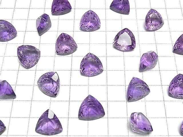 [Video] High Quality Amethyst AAA Loose Stone Triangle Faceted 14x14mm 1pc