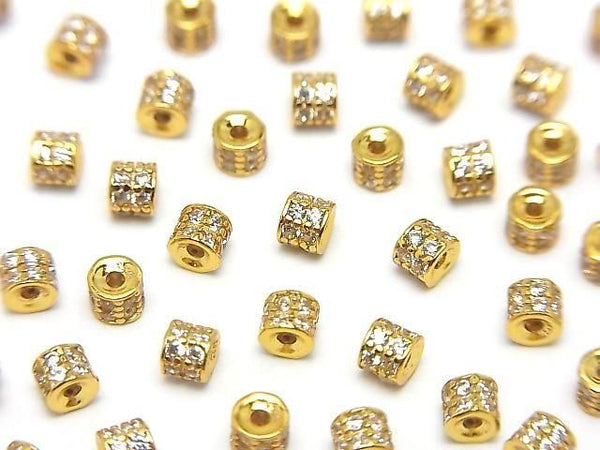 Silver925 Rondelle 3x3x2.5mm(with CZ) 18KGP 3pcs