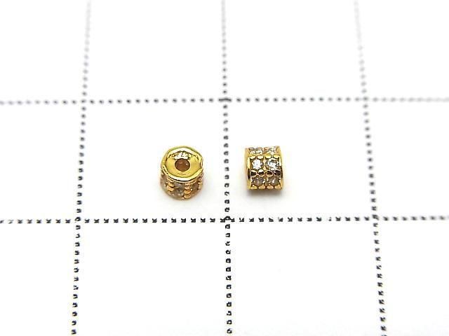 Silver925 Rondelle 3x3x2.5mm(with CZ) 18KGP 3pcs