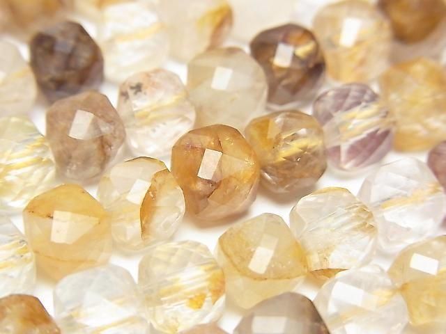 [Video] High Quality! Yellow Hematoid Quartz Cube Shape 7x7x7mm Half or 1strand beads (aprx. 14 inches/35 cm)