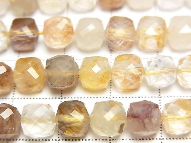 [Video] High Quality! Yellow Hematoid Quartz Cube Shape 7x7x7mm Half or 1strand beads (aprx. 14 inches/35 cm)