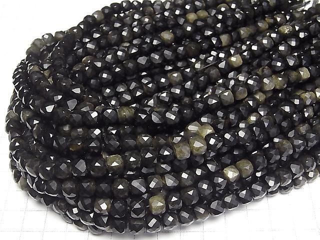[Video] High Quality! Golden Obsidian Cube Shape 7x7x7mm 1strand beads (aprx. 14 inches/35 cm)