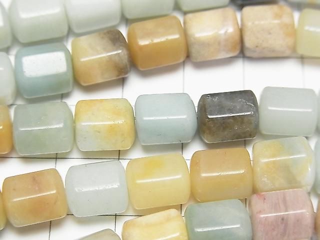 [Video] Mixed Amazonite Hexagonal Tube 9x8x8mm 1strand beads (approx. 15 inches/36 cm)