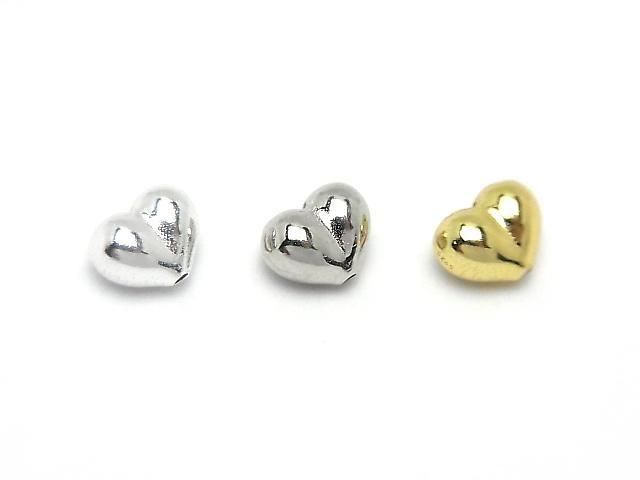 Silver 925 Heart Motif 5x6mm [No Coating] [Rhodium Plated] [18KGP] Drilled Hole 2pcs