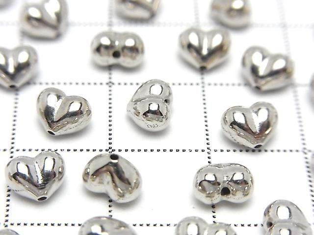 Silver925 Heart Motif 5x6mm [No Coating] [Rhodium Plated] [18KGP] Drilled Hole 2pcs