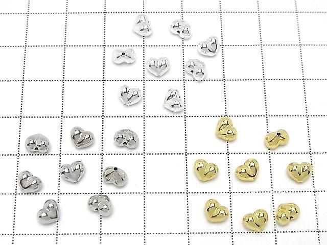 Silver925 Heart Motif 5x6mm [No Coating] [Rhodium Plated] [18KGP] Drilled Hole 2pcs