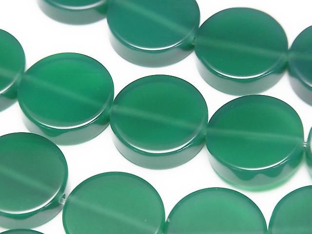 [Video] Green Onyx Flat Coin 14x14mm Half or 1strand beads (approx. 15 inch/36 cm)