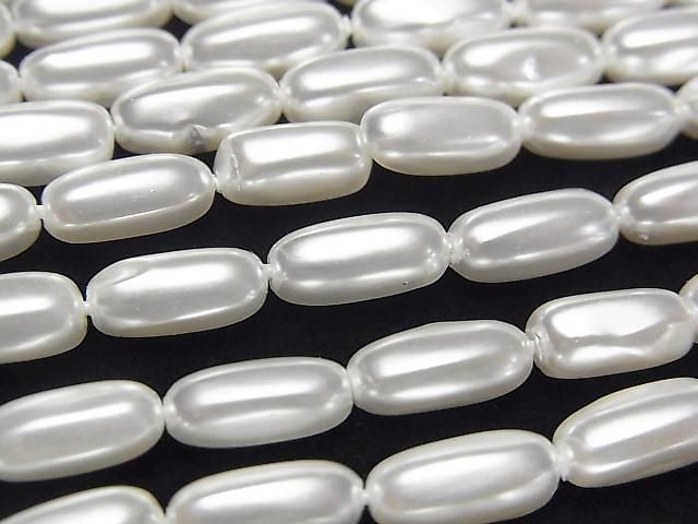 [Video] Shell Pearl White Rice 10x4x4mm 1strand beads (approx. 15 inches/38 cm)
