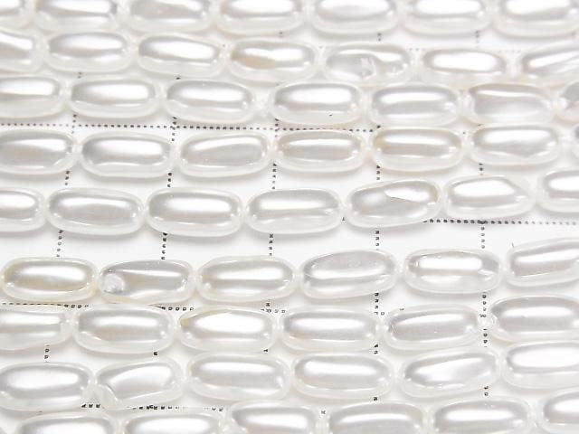 [Video] Shell Pearl White Rice 10x4x4mm 1strand beads (approx. 15 inches/38 cm)