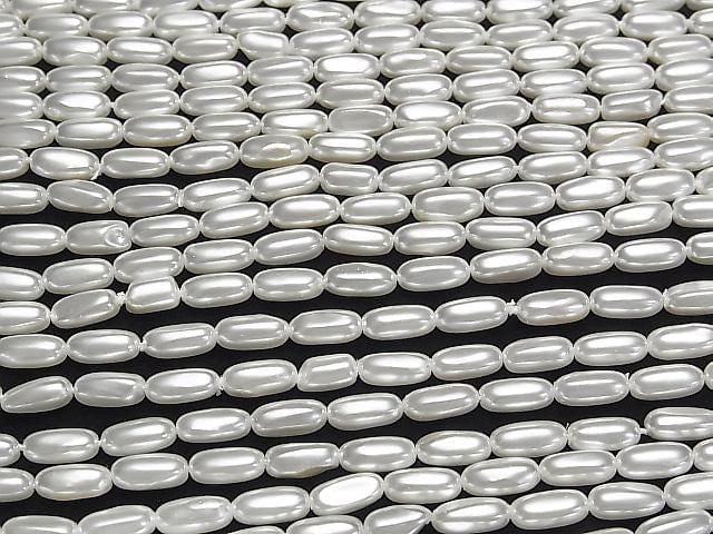 [Video] Shell Pearl White Rice 10x4x4mm 1strand beads (approx. 15 inches/38 cm)