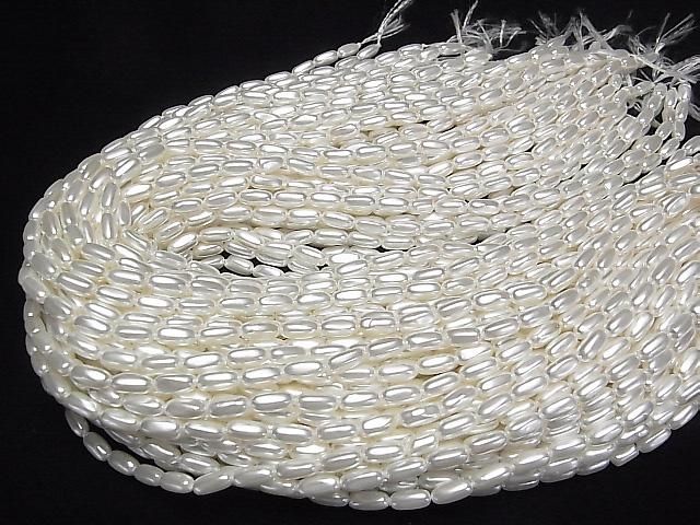 [Video] Shell Pearl White Rice 10x4x4mm 1strand beads (approx. 15 inches/38 cm)