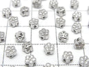 Silver925 Flower Motif 4x4mm (with CZ) [Rhodium Plated] [18KGP] Drilled Hole 2pcs