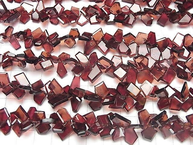 [Video] Mozambique Garnet AA++ Rough Slice Faceted Half or 1 Strand Beads (aprx. 7 inches/18 cm)