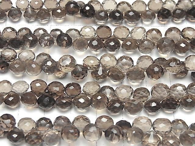[Video]High Quality Smoky Quartz AAA Onion Faceted Briolette half or 1strand beads (aprx.7inch/18cm)