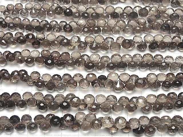 [Video]High Quality Smoky Quartz AAA Onion Faceted Briolette half or 1strand beads (aprx.7inch/18cm)
