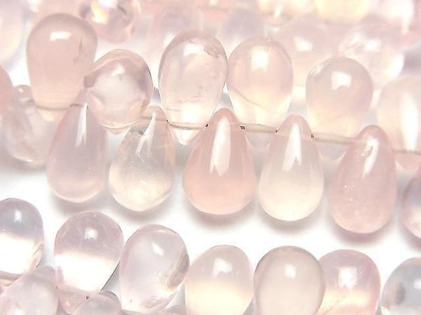 [Video]High Quality Rose Quartz AAA- Drop (Smooth) half or 1strand beads (aprx.7inch/18cm)