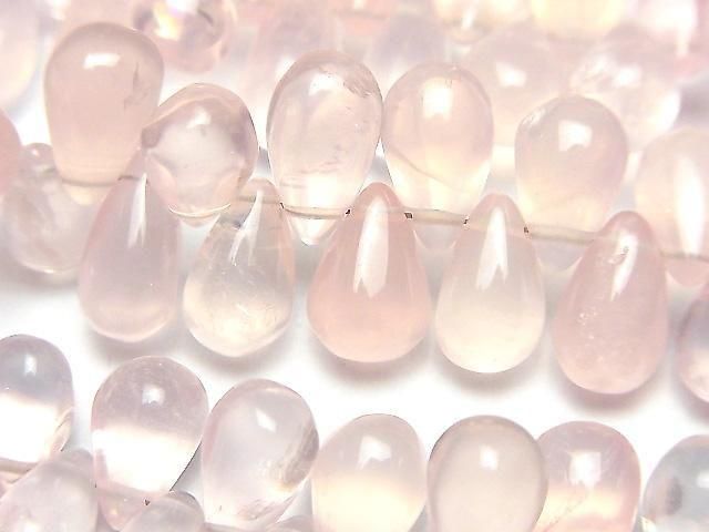 [Video]High Quality Rose Quartz AAA- Drop (Smooth) half or 1strand beads (aprx.7inch/18cm)