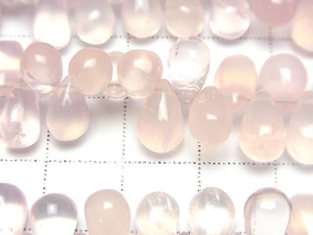 [Video]High Quality Rose Quartz AAA- Drop (Smooth) half or 1strand beads (aprx.7inch/18cm)